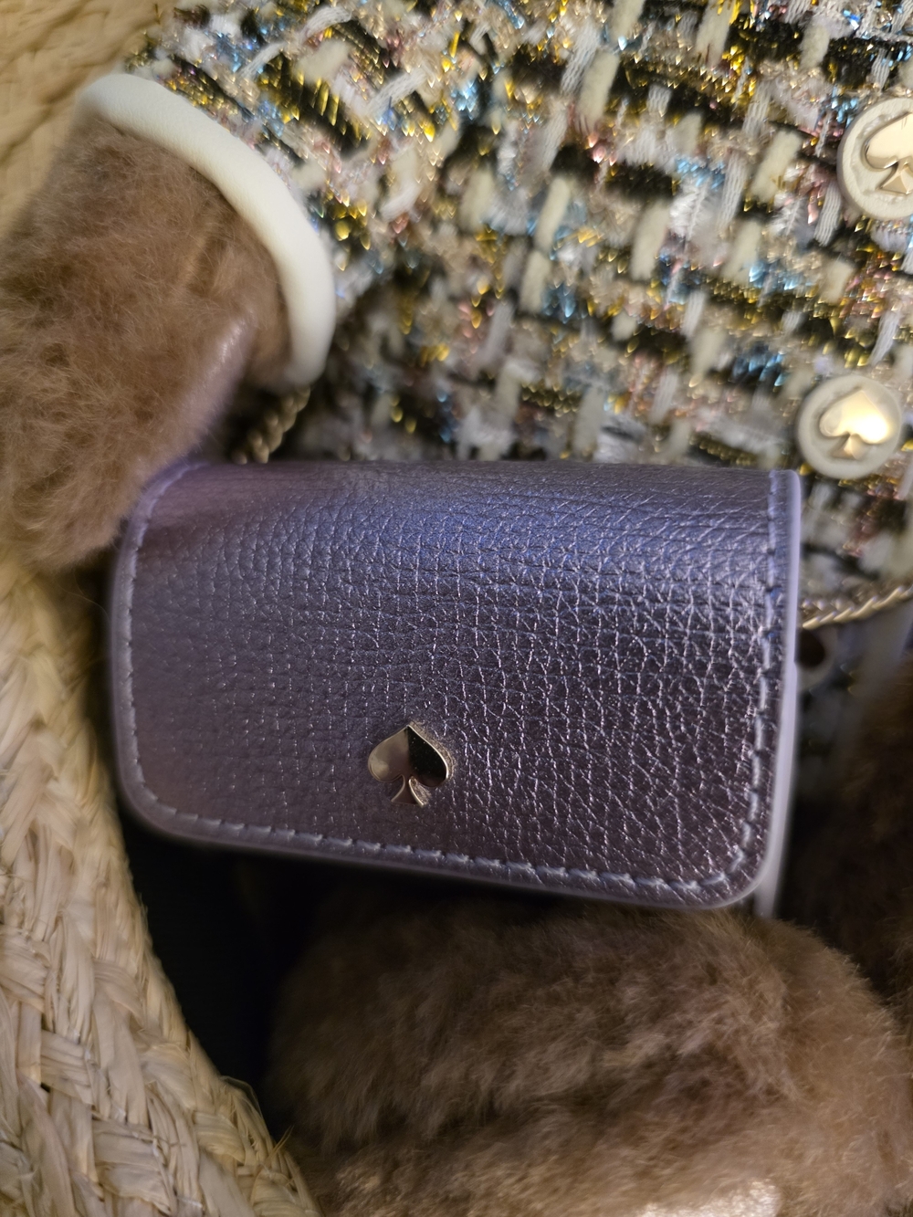 kate spade Teddy Bear Crossbody Bag in Brown with Pink Accents - Picture 10 of 14